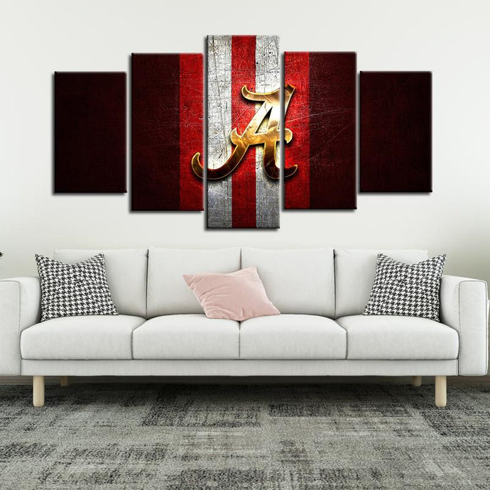 Alabama Crimson Tide Metal Look 5 Pieces Painting Canvas