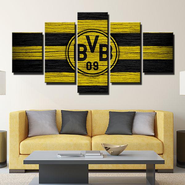 Borussia Dortmund Wooden Look Wall Canvas