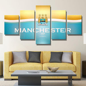 Manchester City Yellow And Blue Wall Canvas