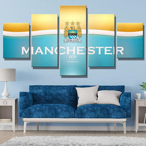 Manchester City Yellow And Blue Wall Canvas