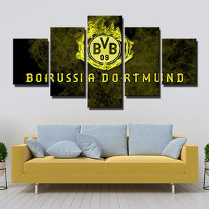 Borussia Dortmund Flaming Emblem Wall Canvas