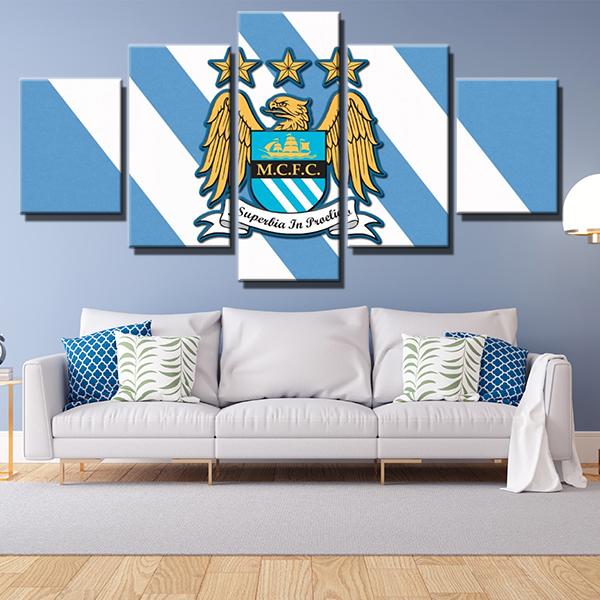 Manchester City White and Blue Wall Canvas