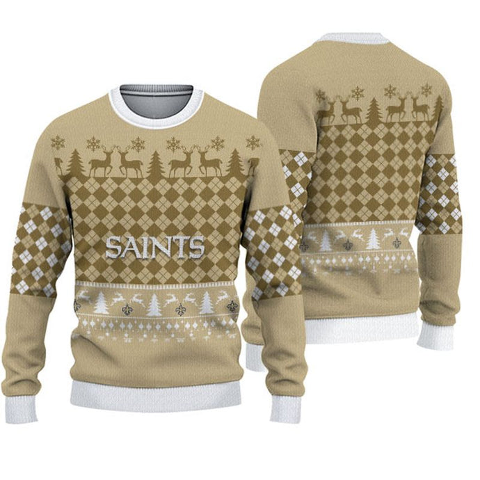 New Orleans Saints Check Christmas Sweatshirt