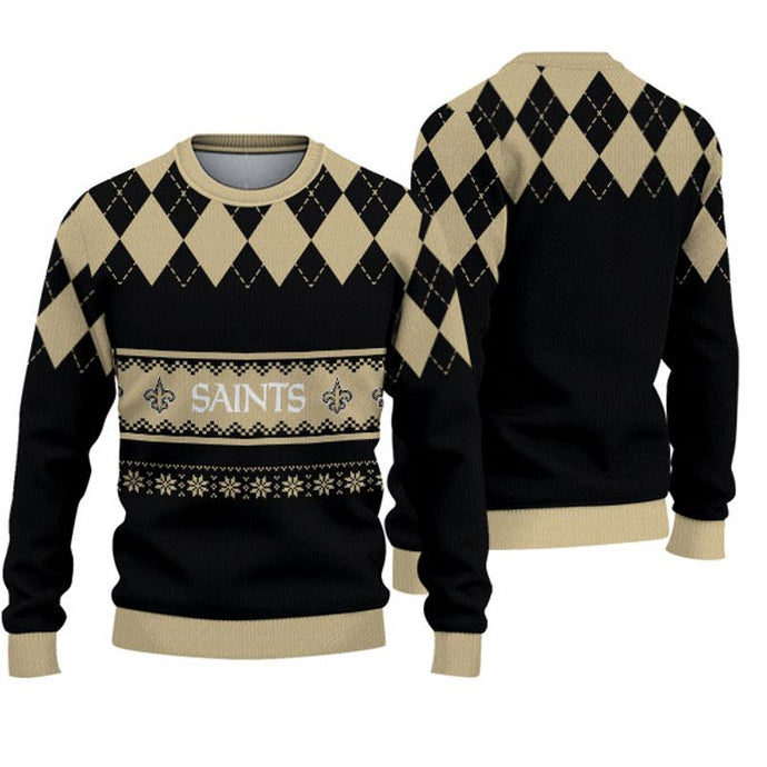 New Orleans Saints Diamond Pattern Christmas Sweatshirt