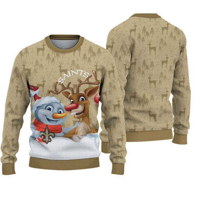New Orleans Saints Snowman Reindeer Christmas Sweatshirt