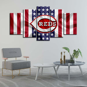 Cincinnati Reds American Flag Wall Canvas