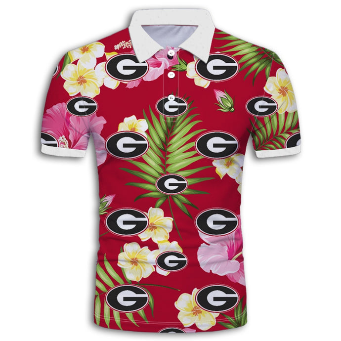 Georgia Bulldogs Summer Floral Polo Shirt