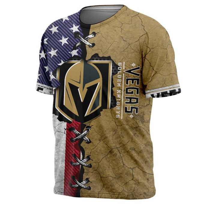 Vegas Golden Knights American Flag 3D T-Shirt