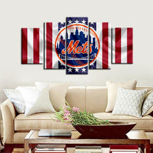 Load image into Gallery viewer, New York Mets American Flag 5 Pieces Wall Painting Canvas
