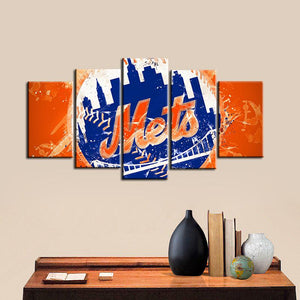 New York Mets Paint Splash 5 Pieces Wall Painting Canvas
