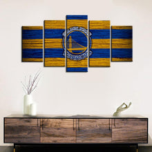 Load image into Gallery viewer, Golden State Warriors Wooden Look 5 Pieces Wall Painting Canvas
