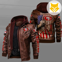 Load image into Gallery viewer, San Francisco 49ers American Flag Leather Jacket