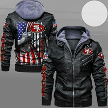 Load image into Gallery viewer, San Francisco 49ers American Flag Leather Jacket