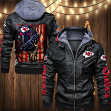 Load image into Gallery viewer, Kansas City Chiefs American Flag 3D Leather Jacket