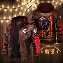 Load image into Gallery viewer, Kansas City Chiefs American Flag 3D Leather Jacket