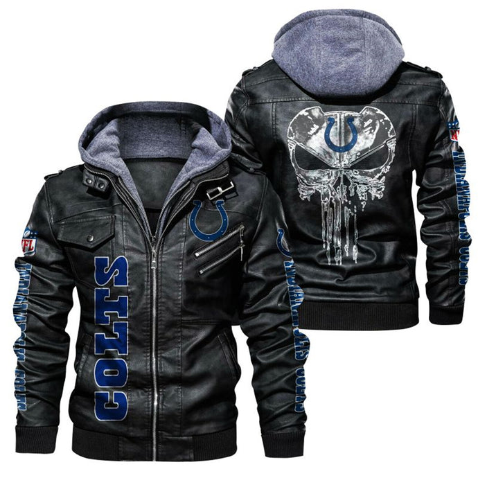 Indianapolis Colts Skull Leather Jacket
