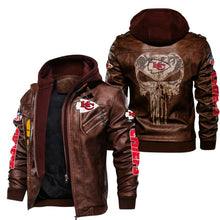 Load image into Gallery viewer, Kansas City Chiefs Skull Leather Jacket