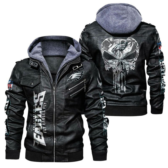 Philadelphia Eagles Skull Leather Jacket