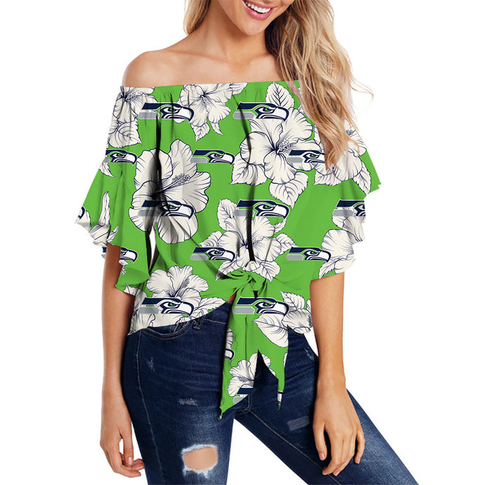 Seattle Seahawks Women Tropical Floral Strapless Shirt