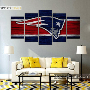 New England Patriots Wooden Look Wall Canvas 1