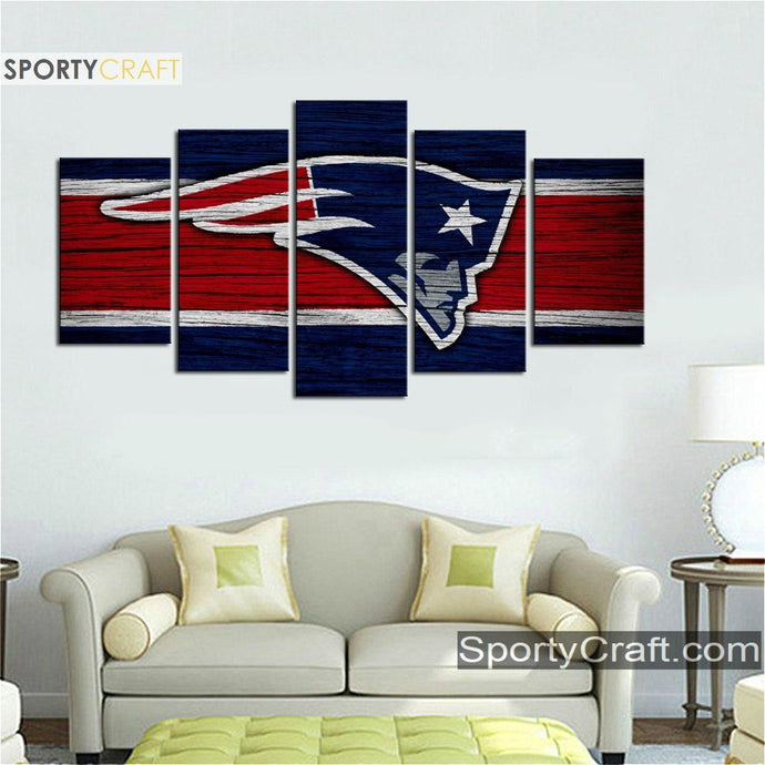 New England Patriots Wooden Look Wall Canvas 1