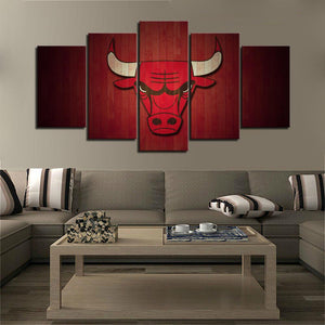 Chicago Bulls Red Wood Look Wall Canvas