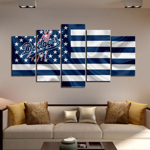 Los Angeles Dodgers American Flag Canvas