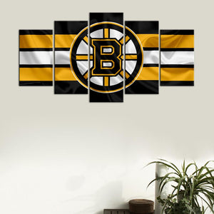 Boston Bruins Fabric Flag Cheering 5 Pieces Wall Painting Canvas