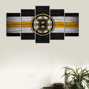 Boston Bruins Wooden Style 5 Pieces Wall Painting Canvas