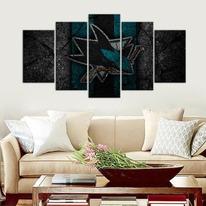 San Jose Sharks Rock Style 5 Pieces Wall Painting Canvas