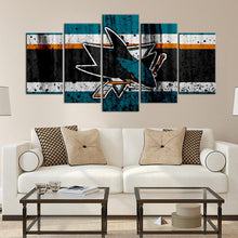 Load image into Gallery viewer, San Jose Sharks Rough Look 5 Pieces Wall Painting Canvas
