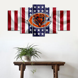 Chicago Bears American Flag Wall Canvas 1