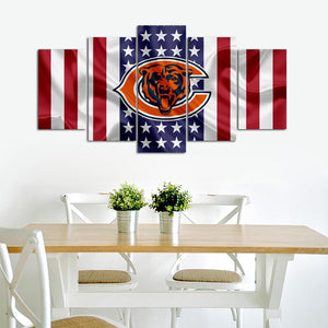 Chicago Bears American Flag 5 Pieces Wall Painting Canvas