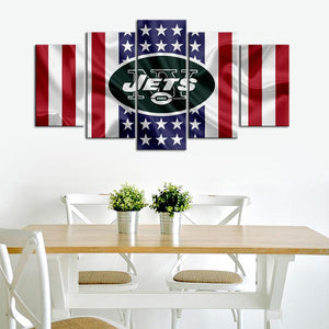New York Jets American Flag Wall Canvas