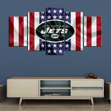 Load image into Gallery viewer, New York Jets American Flag 5 Pieces Wall Painting Canvas