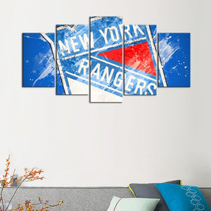 New York Rangers Paint Splash Wall Canvas