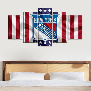 New York Rangers American Flag Wall Canvas