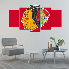 Load image into Gallery viewer, Chicago Blackhawks Sign Logo 5 Pieces Wall Art Painting Canvas
