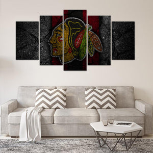 Chicago Blackhawks Rock Style 5 Pieces Wall Art Painting Canvas