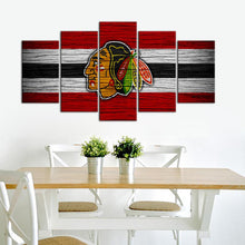 Load image into Gallery viewer, Chicago Blackhawks Wooden Look Canvas