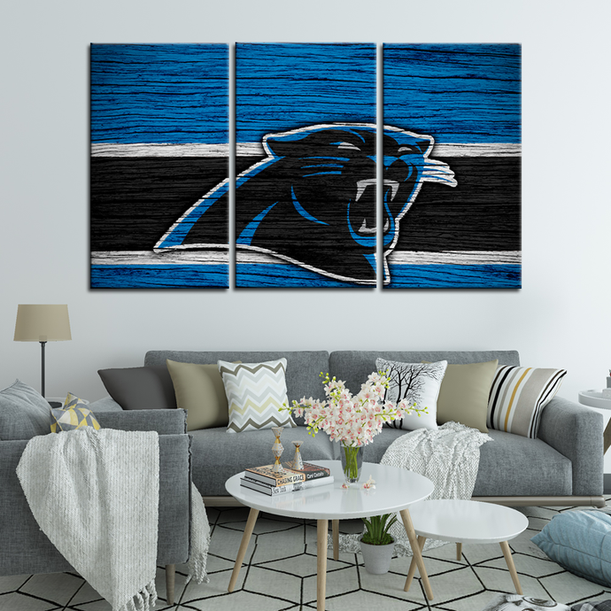 Carolina Panthers Wooden Look Wall Canvas 2