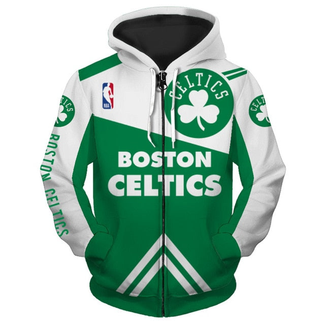 Boston Celtics 3D Zipper Hoodie