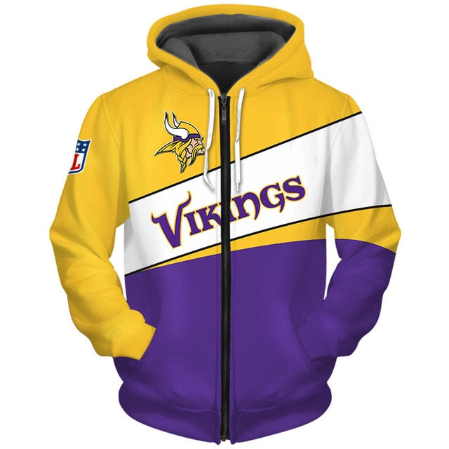 Minnesota Vikings Casual Zipper Hoodie