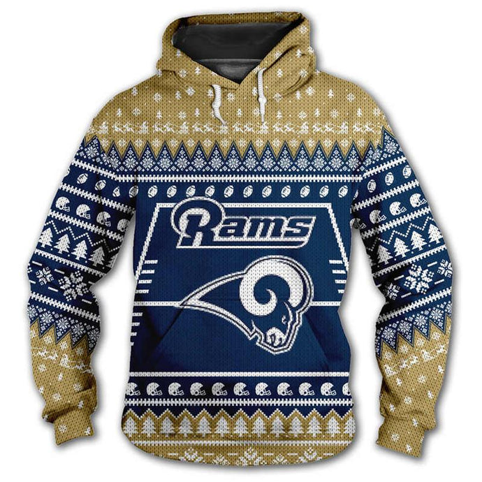 Los Angeles Rams 3d Hoodie Christmas Edition