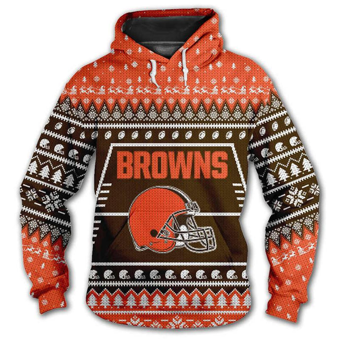 Cleveland Browns 3d Hoodie Christmas Edition
