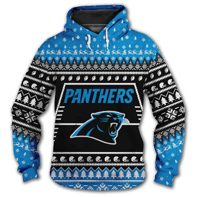 Carolina Panthers 3d Hoodie Christmas Edition