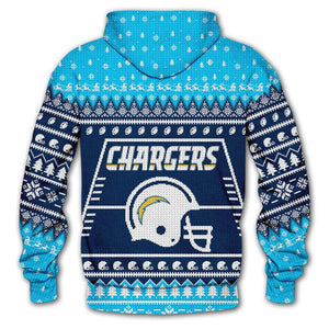 Los Angeles Chargers 3d Hoodie Christmas Edition