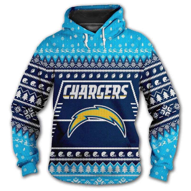 Los Angeles Chargers 3d Hoodie Christmas Edition