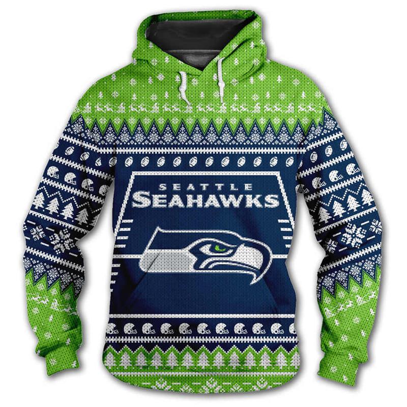 Seattle Seahawks 3d Hoodie Christmas Edition