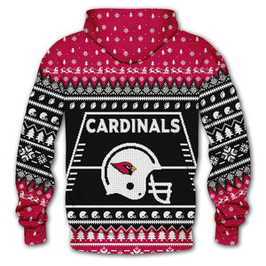 Arizona Cardinals 3d Hoodie Christmas Edition